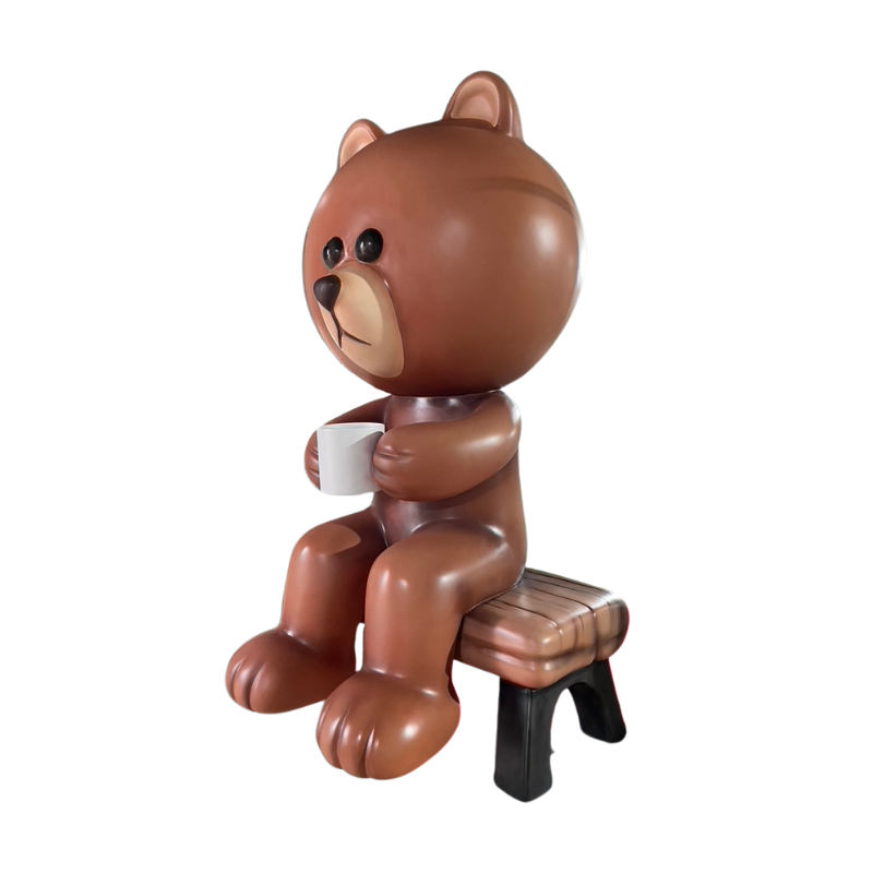 MÔ HÌNH GẤU TEDDY CẦM LY COFFEE