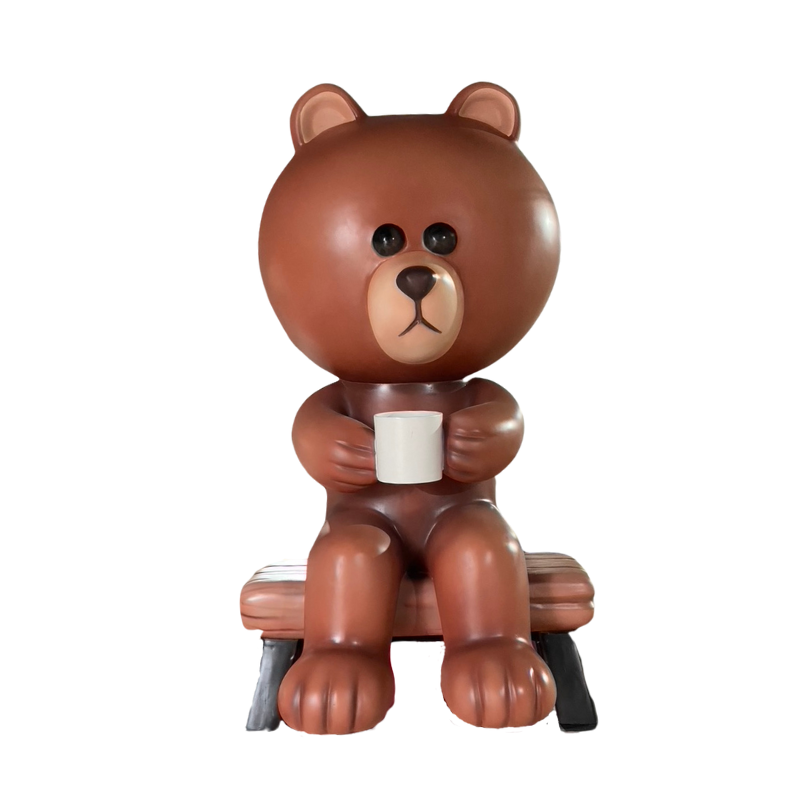 MÔ HÌNH GẤU TEDDY CẦM LY COFFEE