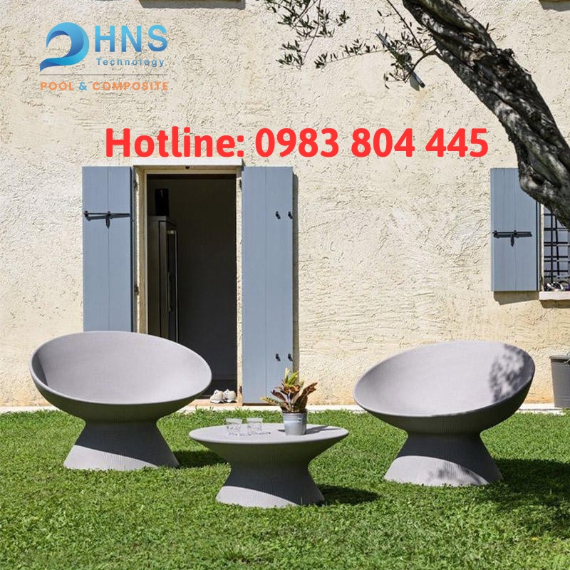 bàn ghế cà phê sân vườn bằng composite