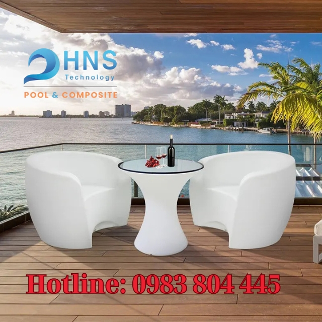 bàn ghế composite sân thượng