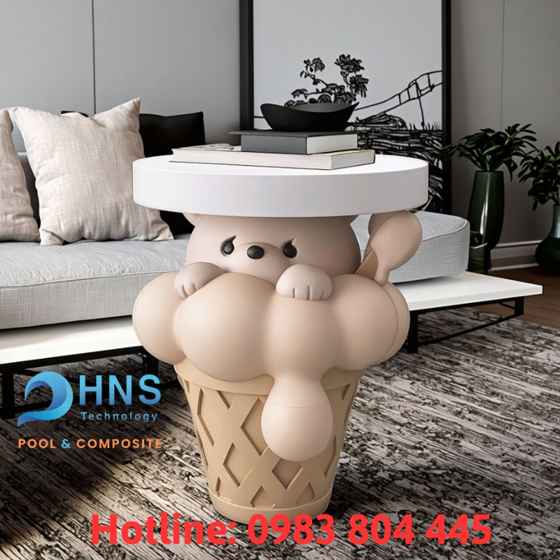 bàn nhỏ trang trí phòng khách bằng composite