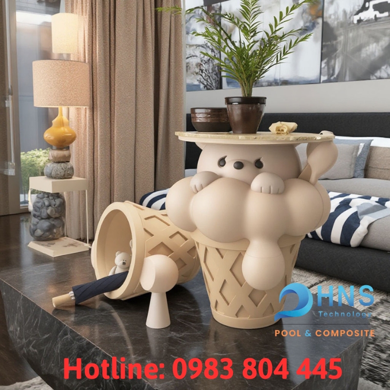 bàn trang trí phòng khách bằng composite