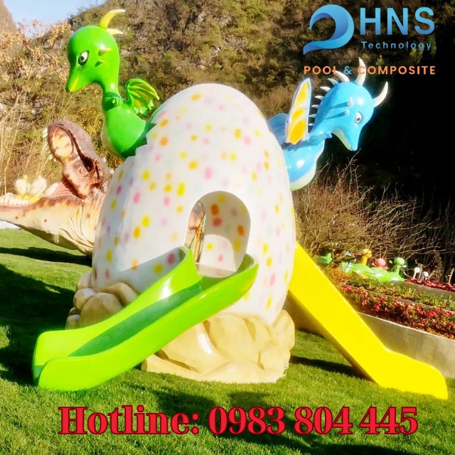 cầu trượt composite khủng long