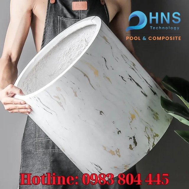 chậu cây cảnh composite vân đá cẩm thạch