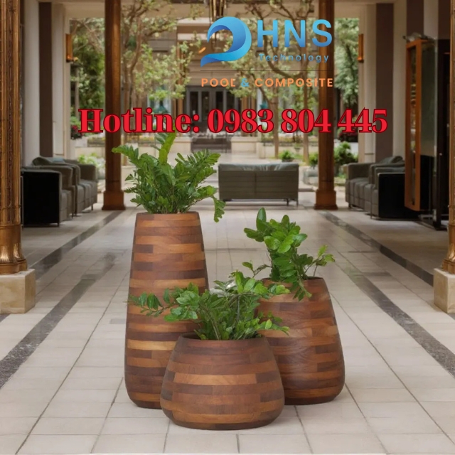 chậu cây cảnh giả gỗ