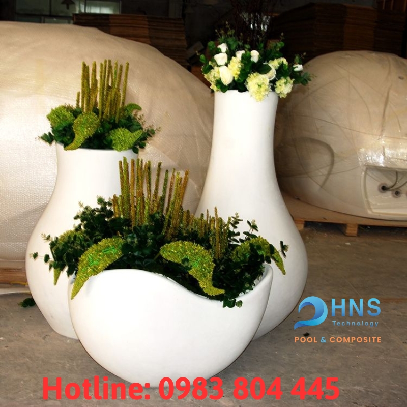 chậu cây composite dáng bầu