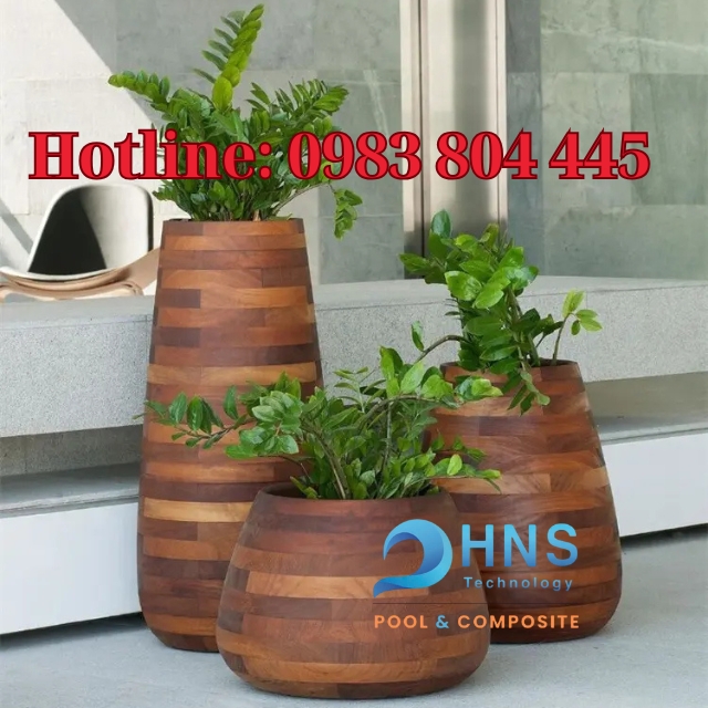 chậu cây composite giả gỗ