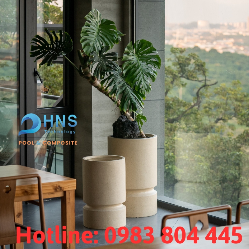 chậu cây composite giả gốm sứ