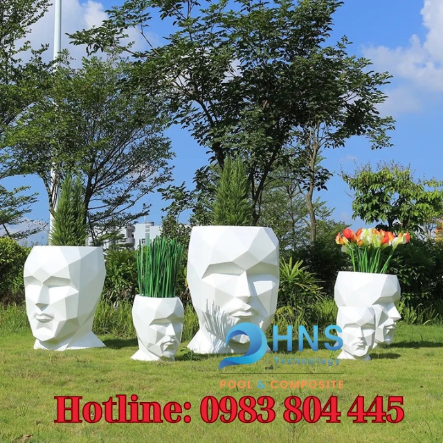 chậu cây composite hình đầu người