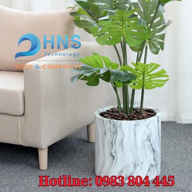chậu cây composite trang trí phòng khách