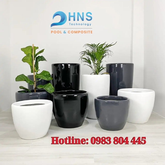 chậu cây composite trang trí văn phòng