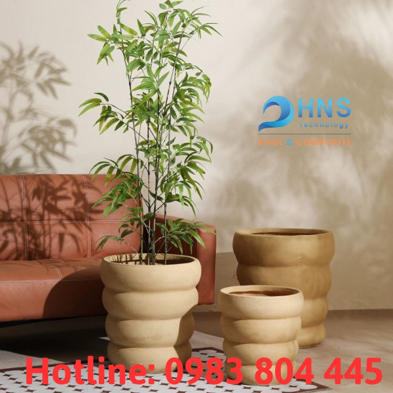 chậu cây giả đất nung bằng nhựa composite