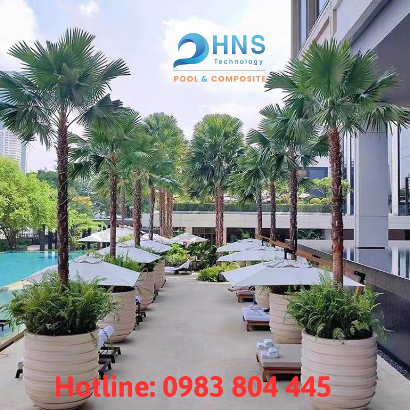 chậu cây trang trí khu nghỉ dưỡng