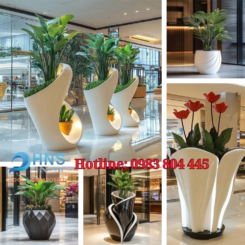 chậu cây trang trí trung tâm thương mại