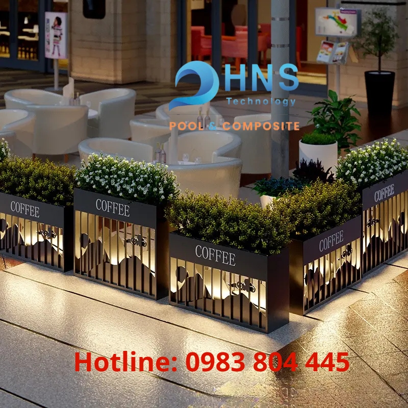 chậu composite cà phê sân vườn