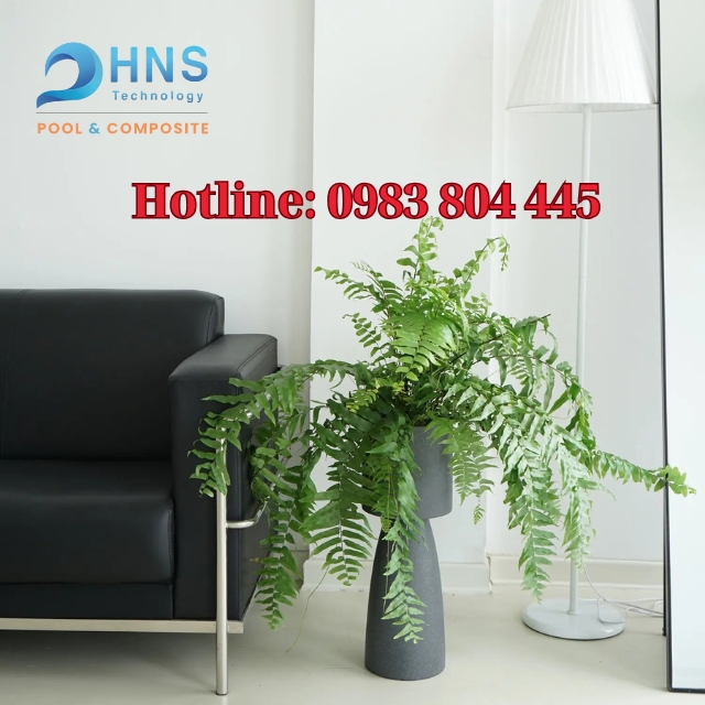chậu composite trang trí nội thất văn phòng hiện đại