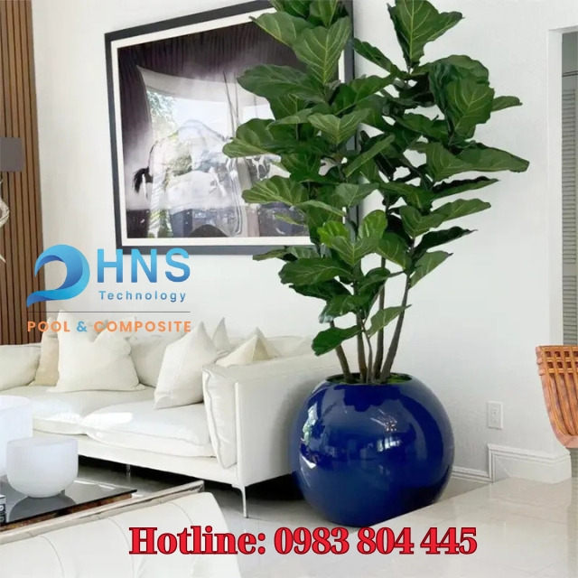 chậu composite trồng cây trong phòng khách