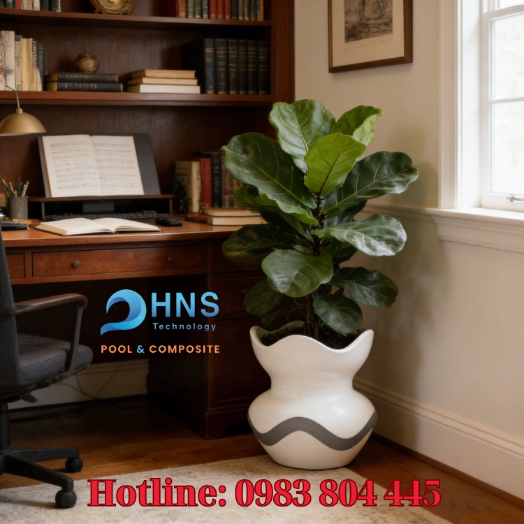 chậu hoa composite trang trí phòng làm việc