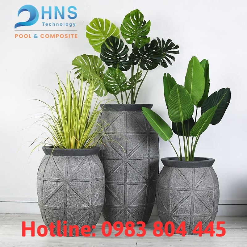 chậu hoa lớn bằng composite sợi thuỷ tinh