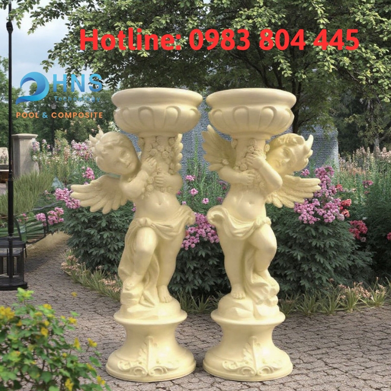 chậu hoa thiên thần nhỏ phong cách cổ điển
