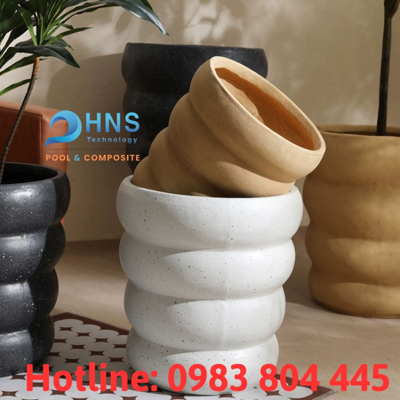 chậu trồng cây bằng composite thiết kế lượn sóng