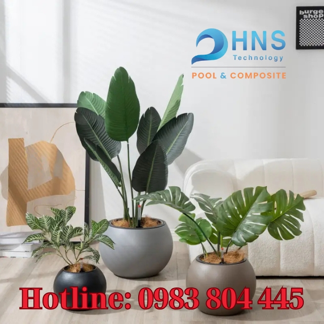 chậu trồng cây composite cho chung cư