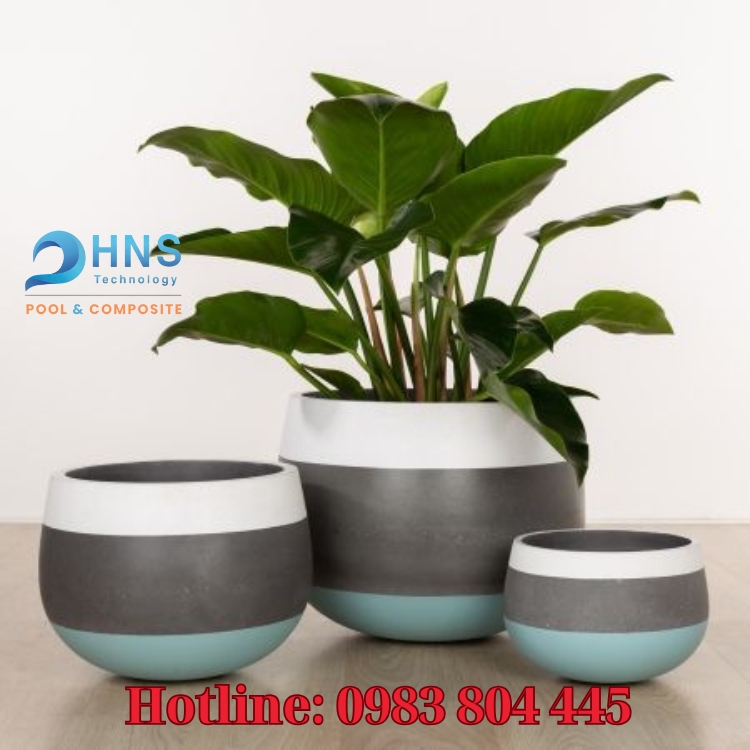 chậu trồng cây composite dáng tròn