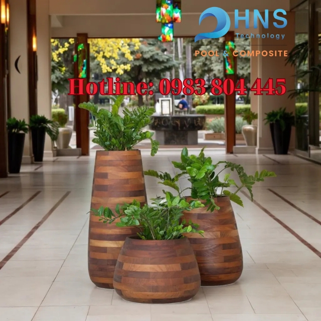 chậu trồng cây giả gỗ