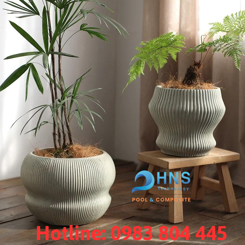 chậu trồng cây giả gốm bằng composite