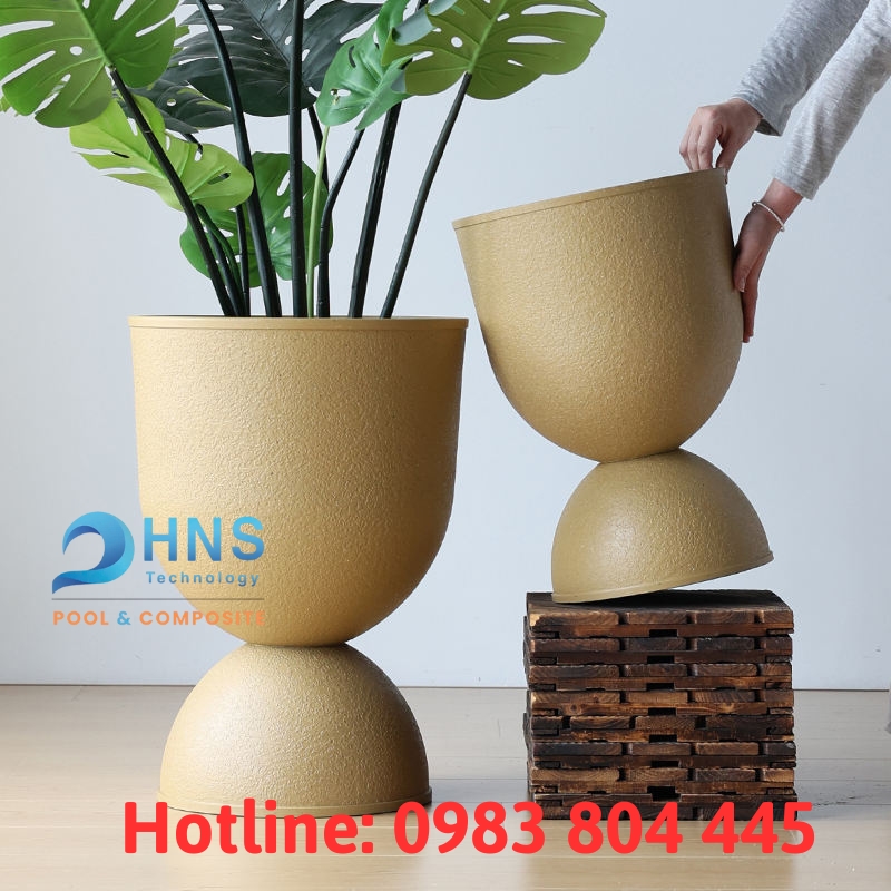 chậu trồng cây phong cách tối giản hiện đại bằng composite