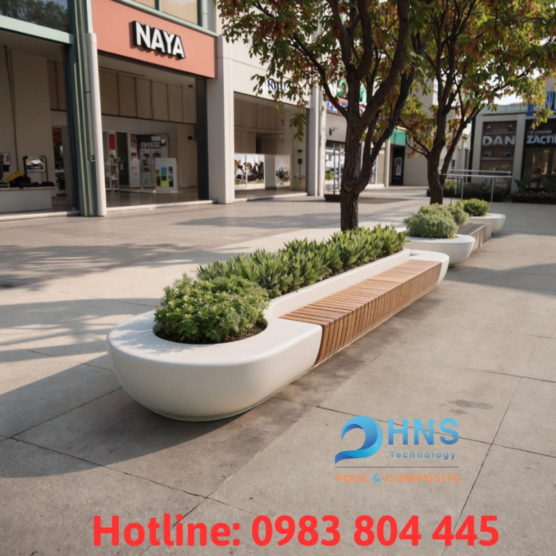 chậu trồng cây trang trí ngoài trời bằng composite