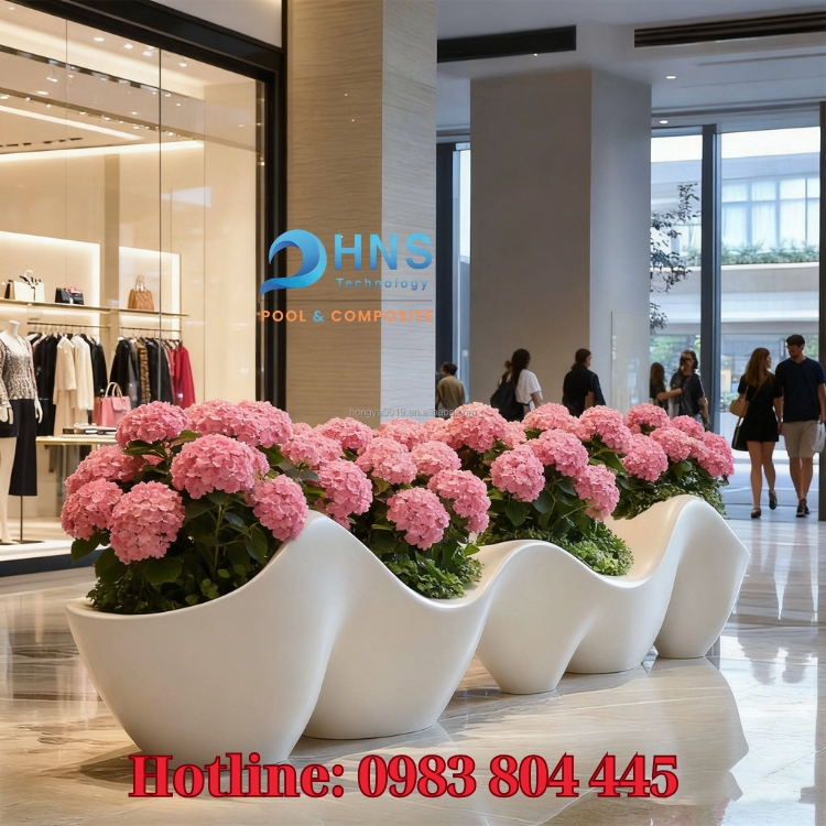 gia công chậu hoa composite