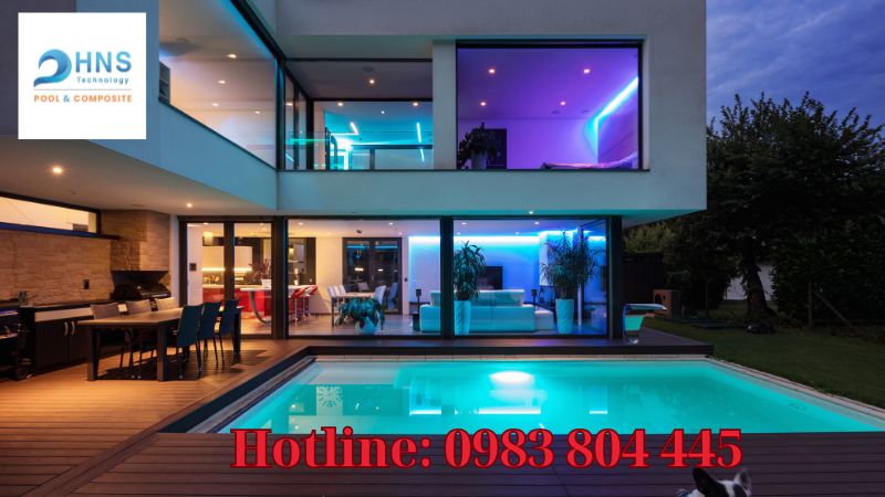 hồ bơi composite đèn led