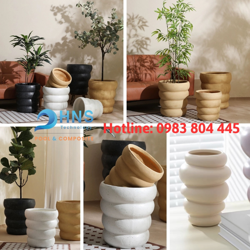 mẫu chậu cây composite cho quán cafe