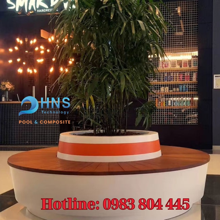 mẫu ghế ngồi ngoài trời kèm chậu cây trồng