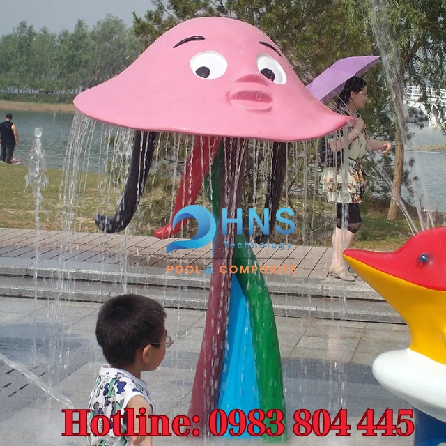 mô hình composite bạch tuộc phun nước hồ bơi