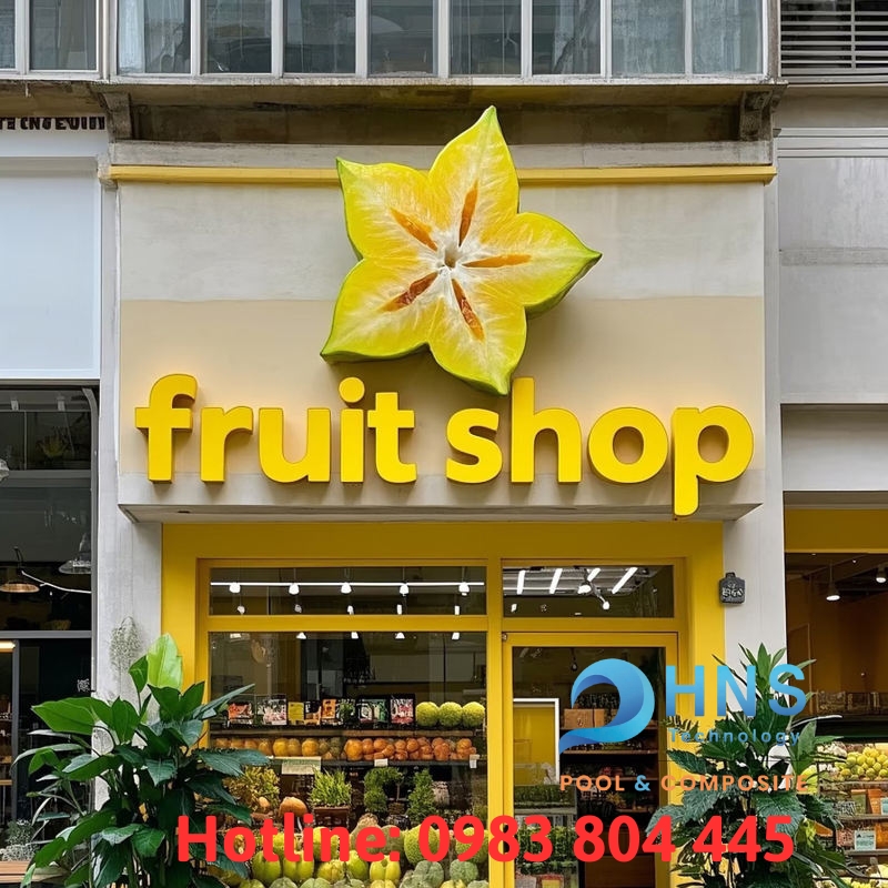 mô hình composite trang trí cửa hàng trái cây
