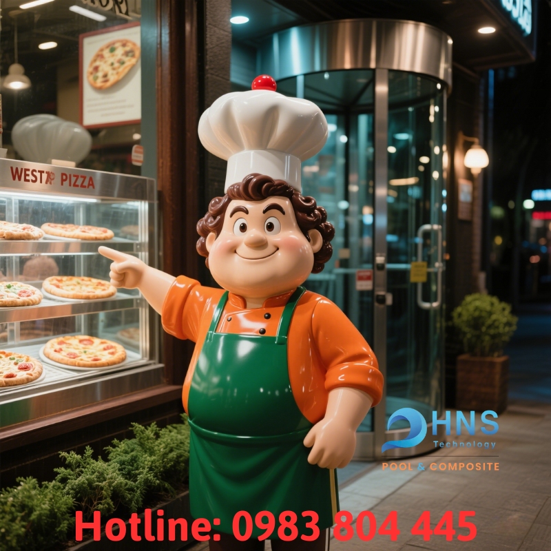 mô hình đầu bếp pizza bằng composite