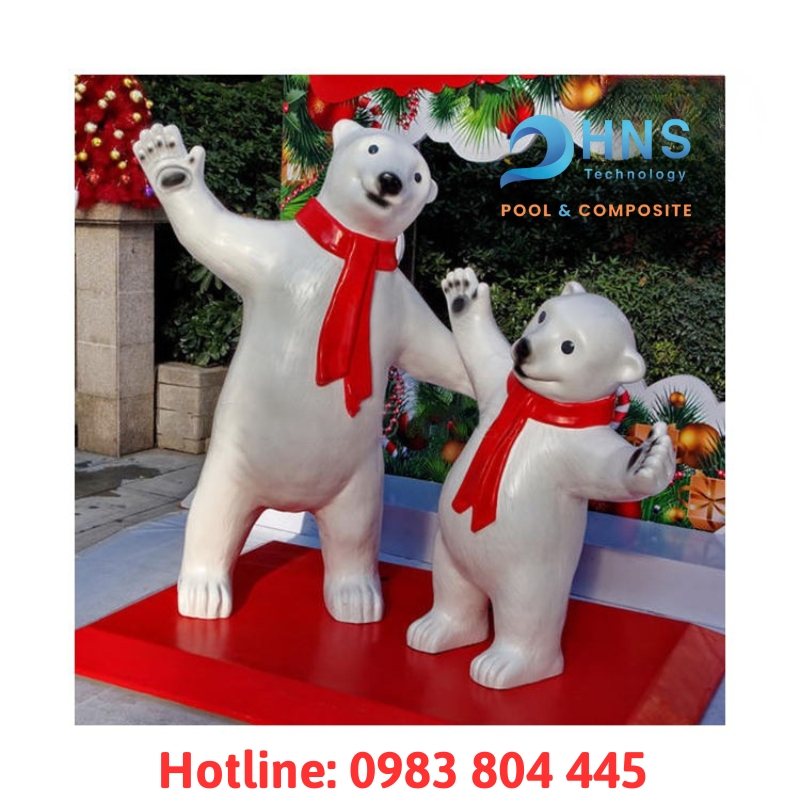 mô hình gấu bắc cực trang trí giáng sinh