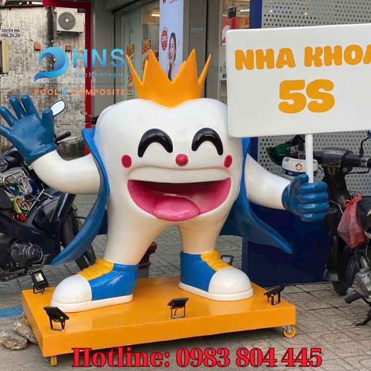 mô hình mascot bằng composite trang trí phòng khám nha khoa