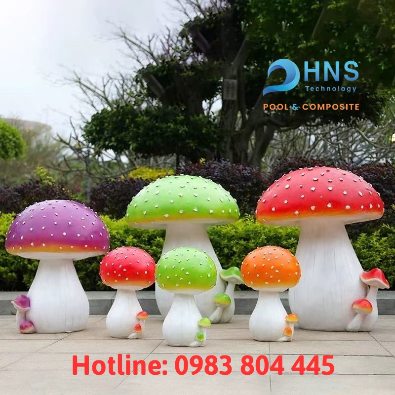mô hình nấm composite trang trí sân vườn