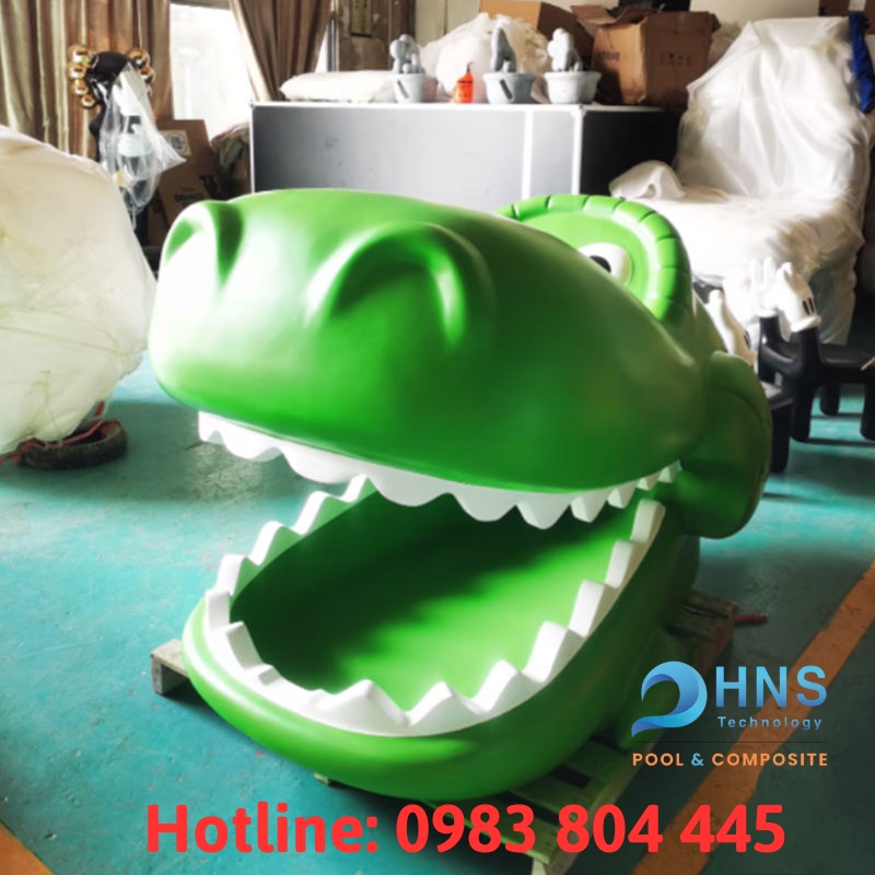 mô hình trò chơi cá sấu cắn tay bằng nhựa composite