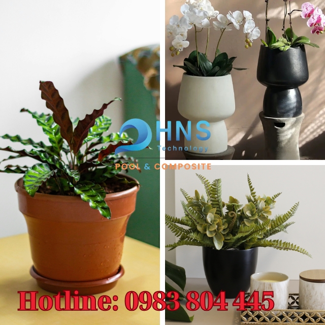 so sánh chậu composite với chậu đất nung và gốm sứ