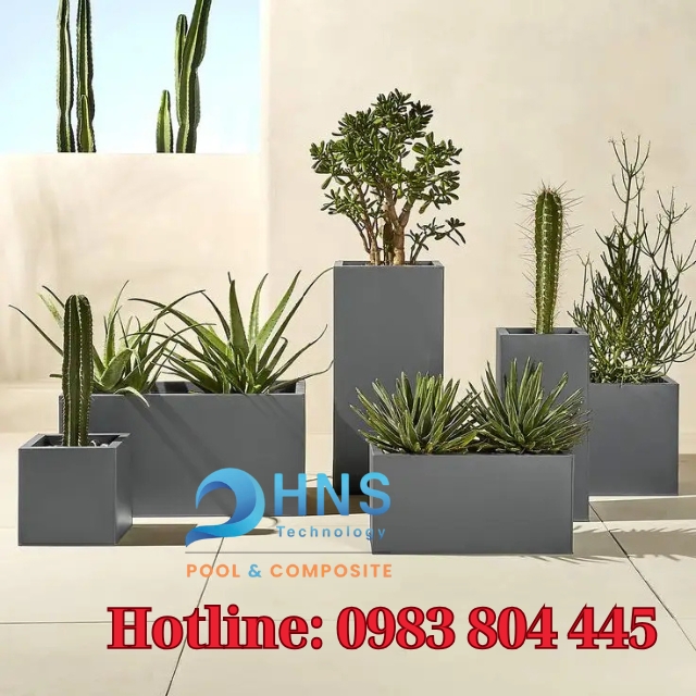 trồng cây trong chậu composite