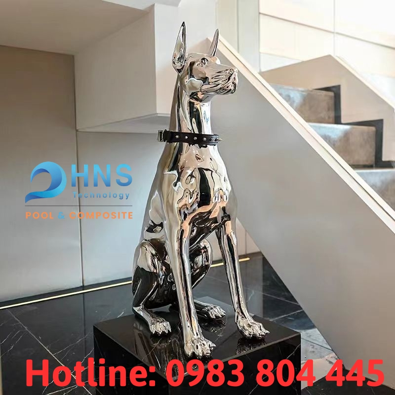 tượng chó composite phòng khách