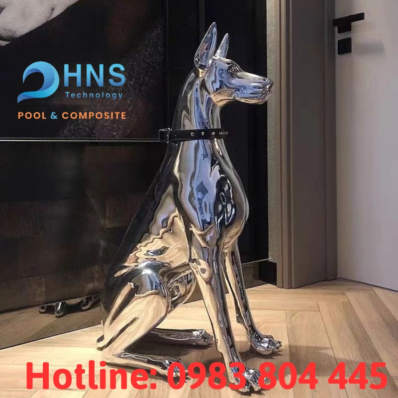 tượng chó doberman trang trí bằng nhựa composite