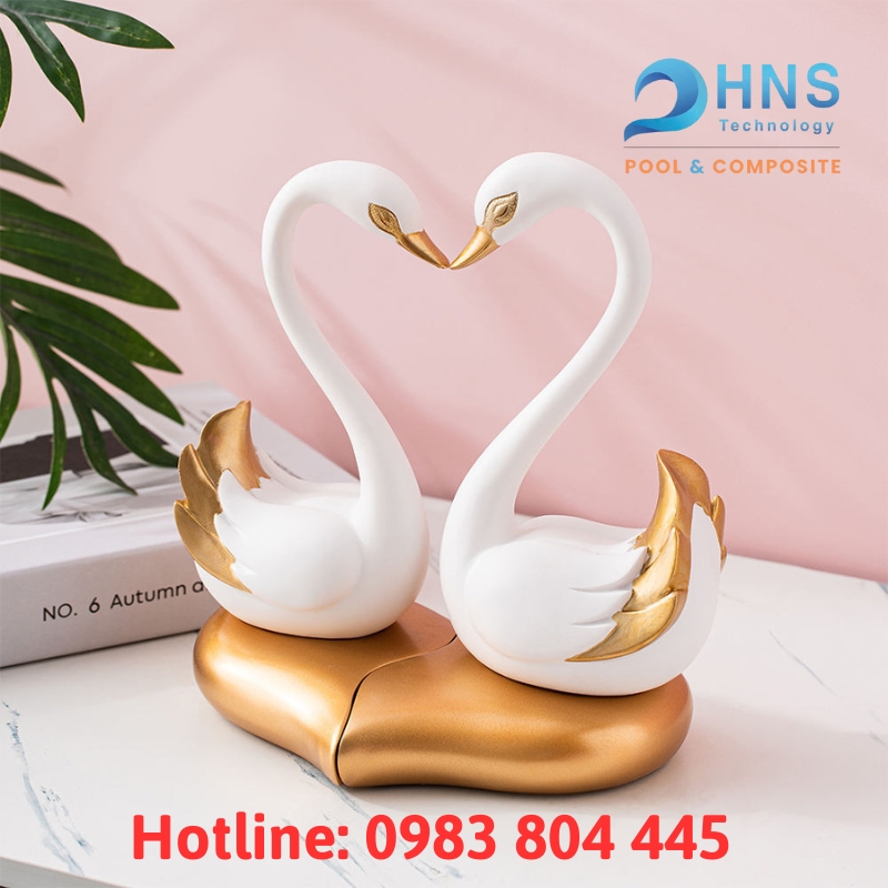 tượng composite decor cặp đôi thiên nga