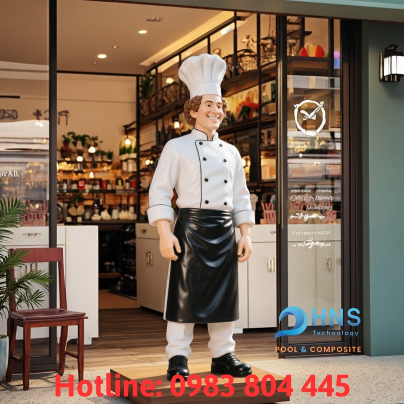 tượng đầu bếp composite sợi thuỷ tinh