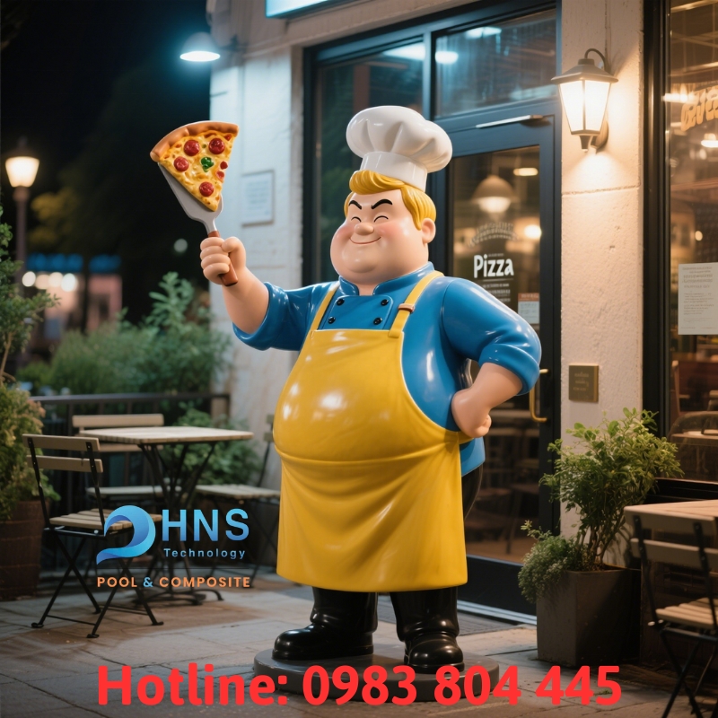 tượng đầu bếp pizza bằng nhựa composite