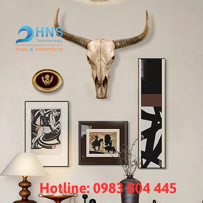 tượng đầu bò treo tường trang trí nhà cửa
